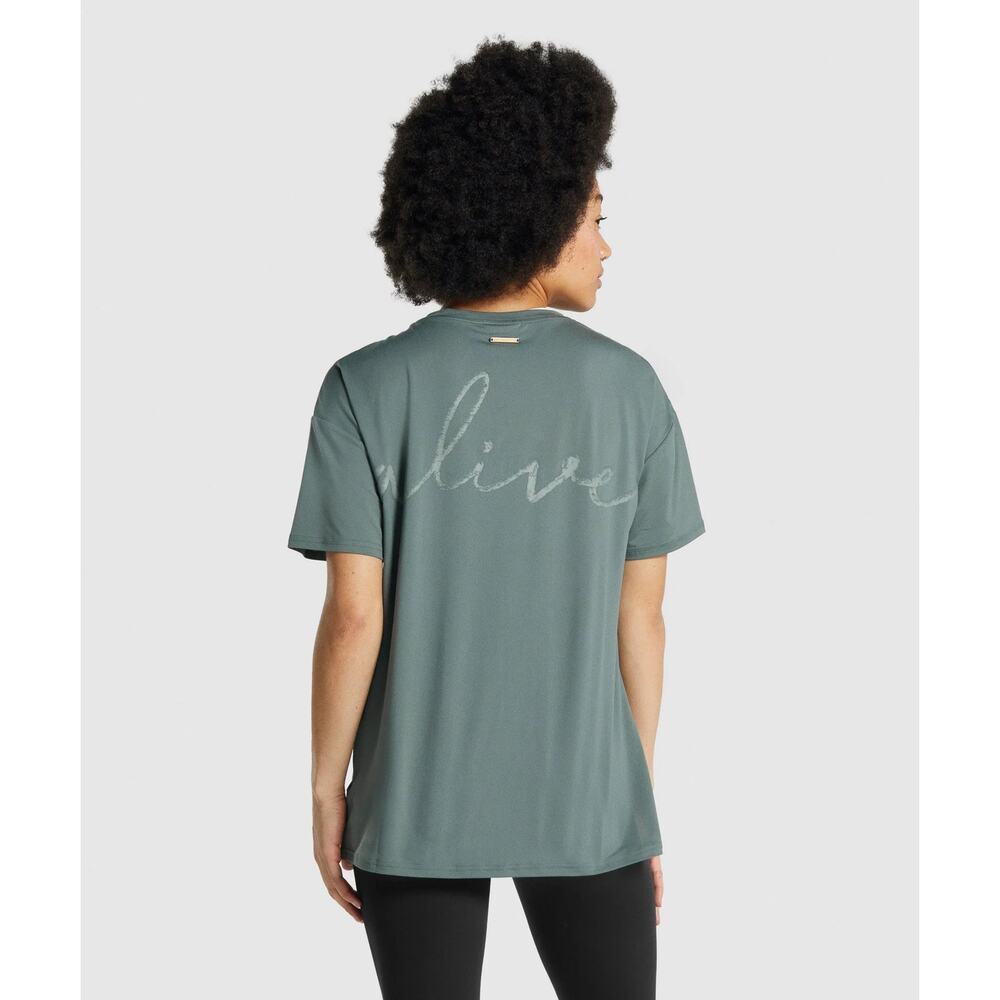 Whitney Simmons X GYMSHARK Alive Collection Green Preppy Activewear Gym T-Shirt